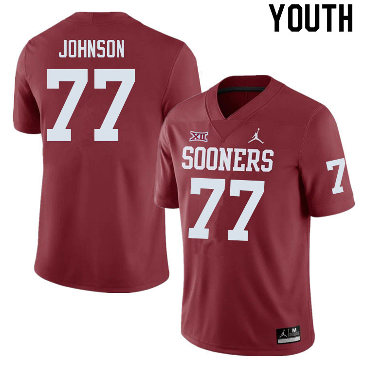 Youth #77 Jeffery Johnson Oklahoma Sooners College Football Jerseys Sale-Crimson